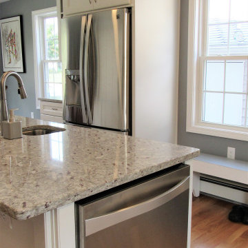 Nashua, Transitional White and Gray Kitchen