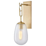 Hudson Valley Lighting - Hudson Valley Lighting 2101-AGB Bruckner, 1 Light Wall Sconce, Antique Brass - Figure eight loop design connects the lamp to a hoBruckner 1 Light Wal Aged Brass Clear GlaUL: Suitable for damp locations Energy Star Qualified: n/a ADA Certified: n/a  *Number of Lights: 1-*Wattage:60w E26 Medium Base bulb(s) *Bulb Included:Yes *Bulb Type:E26 Medium Base *Finish Type:Aged Brass