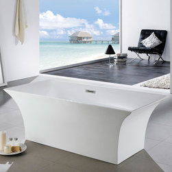 66" x 31" White Rectangle Soaking Free-Standing Bathroom Tub - Bathtubs