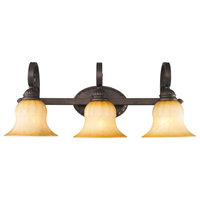 3 Light Standard Bulb Bath Vanity Light, Leather Crackle