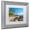 Pierre Leclerc 'Tropical Beach' Matted Framed Art, Silver Frame, White, 14x11