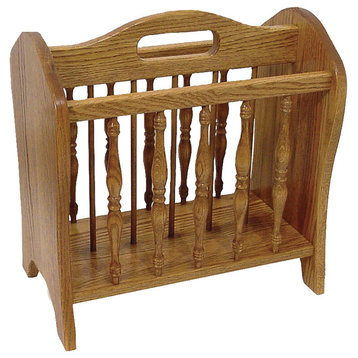 Amish Made Oak Magazine Rack with Handle, Seely Stain