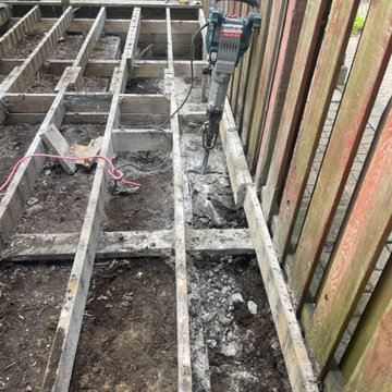New hardscape stone paver pathway with drain installation