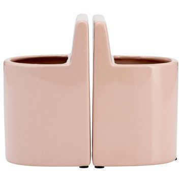 2-Piece Ceramic 6" Pouch Bookends, Blush