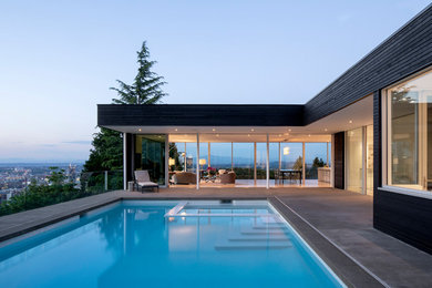Pool - modern rectangular pool idea in Portland