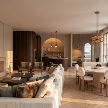"The Veyris Alcove" a Curated Blend of Texture-Rich Modern Kitchen #interiordesi