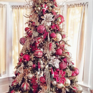Eclectic Red & Gold Designed Holiday Tree