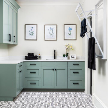 Laundry Room Design at 308 Wonderwood by Pike Properties - Charlotte Custom Home