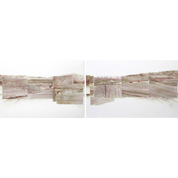 Enid Mark "Early Spring I And II" Collaged Lithograph Diptych