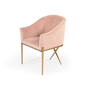 Modrest Mancos Modern Pink Velvet Accent Chair