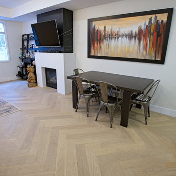 Compact Dining Area Beside the Fireplace and Media Wall | Downtown Toronto
