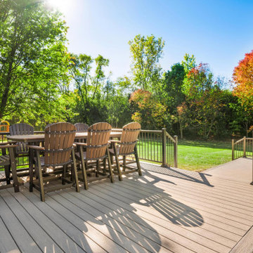 AZEK Reserve Collection Driftwood Decking & Express Universal Rail Bronze