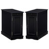 Home Square Butler Wood Accent Table with USB in Black - Set of 2
