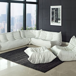 Waverunner White Sofa Set - Living Room Furniture Sets
