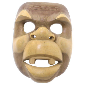 NOVICA Good Clown And Wood Mask