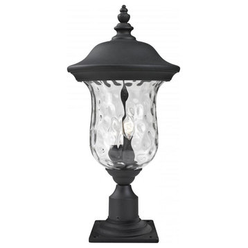 Black Armstrong 3 Light Outdoor Pier Mount Light With Clear Water Glass Shade