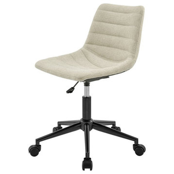 New Pacific Direct Claire 22" Fabric and Plywood Swivel Office Chair in Cream