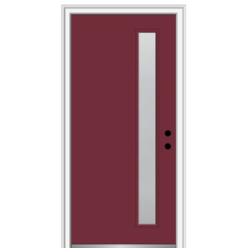 30 in.x80 in. 1 Lite Frosted Left-Hand Inswing Painted Fiberglass Smooth Door