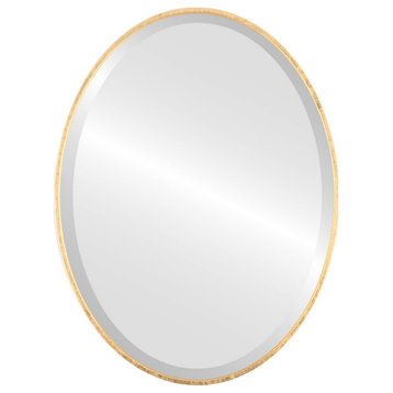 Medina Framed Oval Mirror, Gold Leaf, 25"x31"