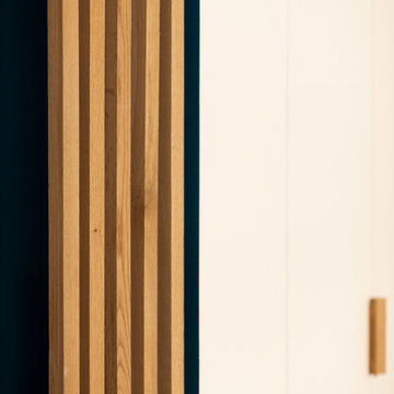 Rénovation d'un appartement en bleu et en bois à Paris - Projet Cimarosa