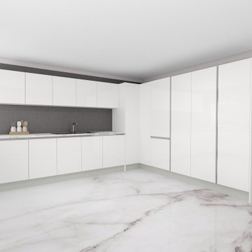 Handleless Kitchen in Alpine White | Inspired Elements London