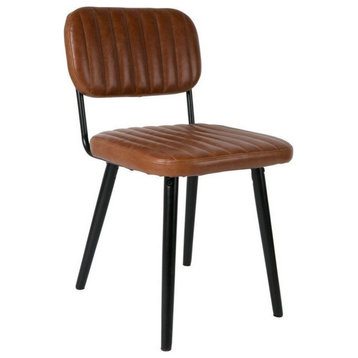 Brown Leather Dining Chair, DF Jake