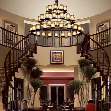 Fusion Dakota 3-Tier Ring Chandelier, Cylinder With Flat Rim, Caramel Glass in F