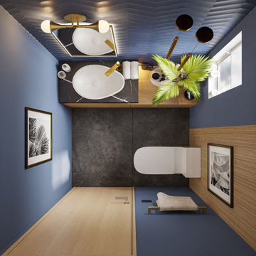 Modern Blue Powder room