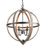 LALUZ - Globe Wood Chandelier 6-Light Pendant - This globe wood chandelier will add a classy design element to your farmhouse style home.