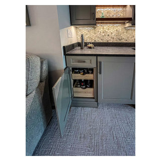 Image showcasing Wet Bar with Undercounter Beverage Center with Leathered Granite ...