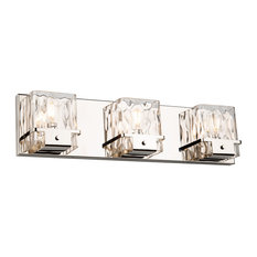 Wiltshire Vanity, 3-Light, Polished Nickel, Hammered Clear Glass Shade, 3.25"W