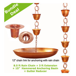 COPPER HAMMER RAIN GUTTER CHAIN 4 PCS BUNDLE DEAL - Outdoor Products