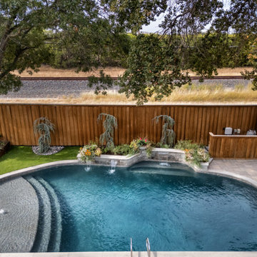 Backyard & Front Yard Remodel with Patina Metal Planters and Faux Turf