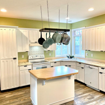 Farmhouse Style Kitchen - White Cabinets with Black Handles