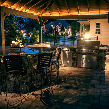 Backyard Pool Bar with Lighting