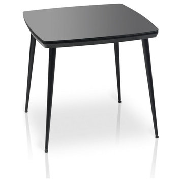 ESSIE Square Glass Top Dining Table, Black