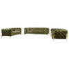 3 Piece Sofa Set, Gold Luxe Hollywood Regency Sofa Set, Tufted Fabric, Green