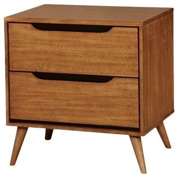 Furniture of America Belkor Mid-Century Modern Wood 2-Drawer Nightstand in Oak