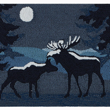 Frontporch Moonlit Moose Indoor/Outdoor Rug Night 2'6x4'