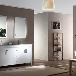 72 inch Contemporary Double Sink Bathroom Vanity Set in White Finish - Bathroom Vanities And Sink Consoles