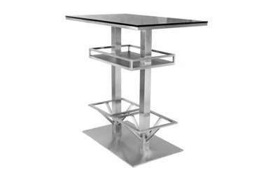 Rectangle Black Bar Table with Stainless Steel Frame