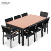 Carlo 8+1 pieces extendable Faux Wood Slats Outdoor Dining set for 8 person