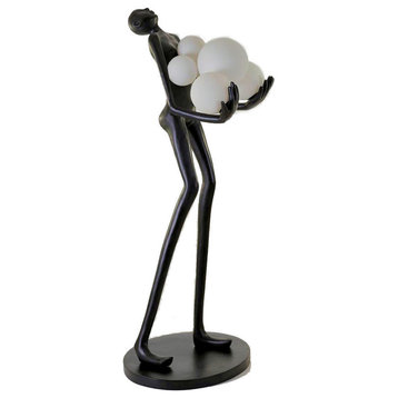 Humanoid Art Sculpture Holding Ball Floor Lamp