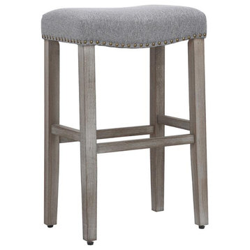 29" Upholstered Saddle Seat Bar Stool in Gray