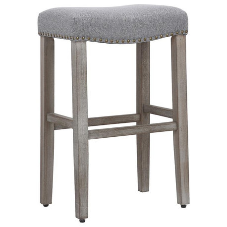 29" Upholstered Saddle Seat Bar Stool in Gray