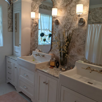Custom Bathroom Vanity Cabinets & Hutches with Shaker Style Doors