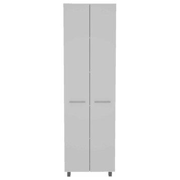 78" Modern White Pantry Cabinet With Two Full Size Doors