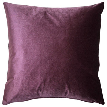 Pillow Decor - Corona Velvet Throw Pillow, Aubergine, 16"x16"