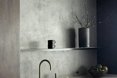 Example of a minimalist kitchen design in Miami