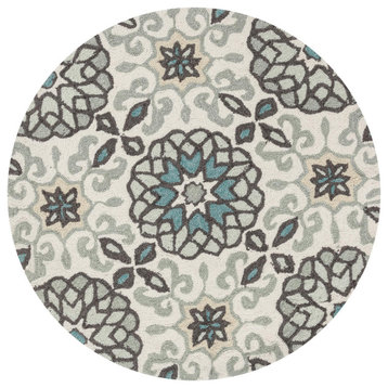 Loloi Francesca Collection Rug, Ivory and Metal, 3' Round